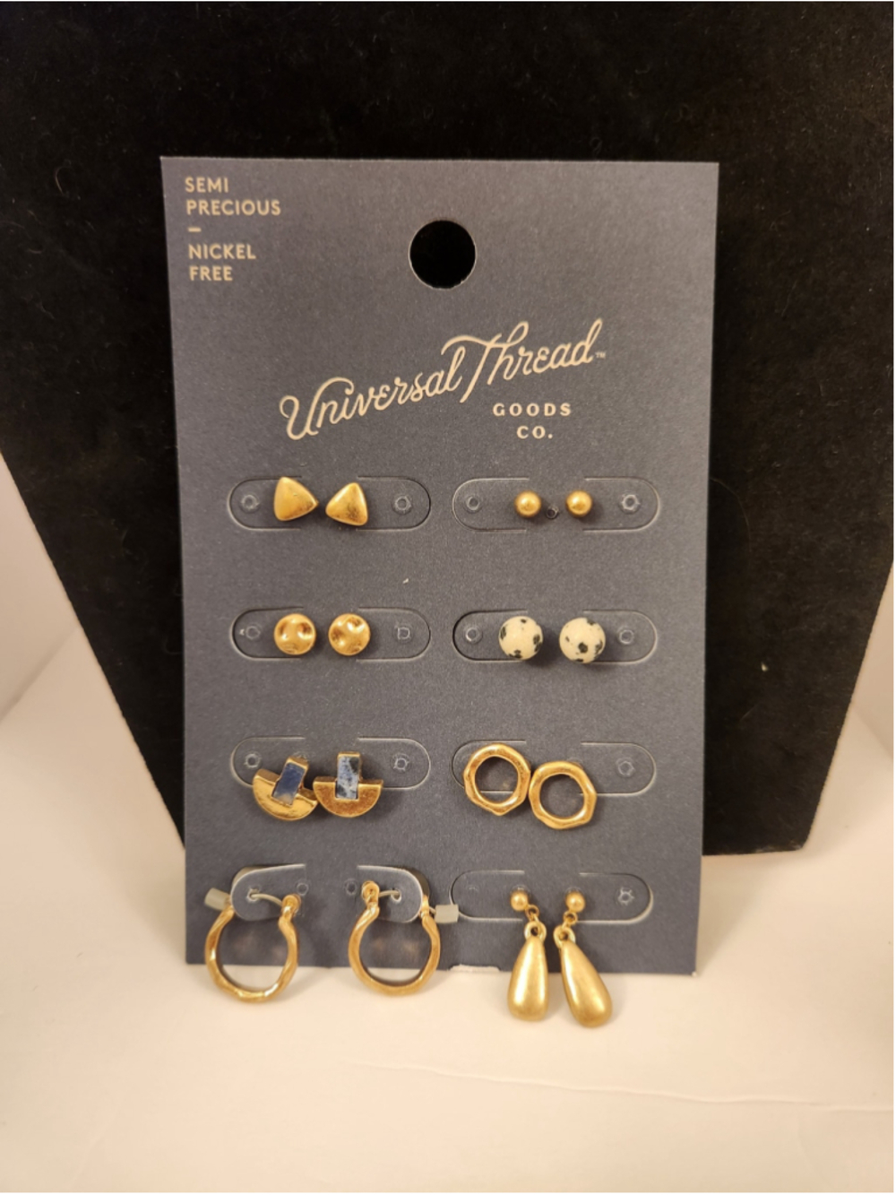Universal Thread 8 pairs of Earrings Gold Toned